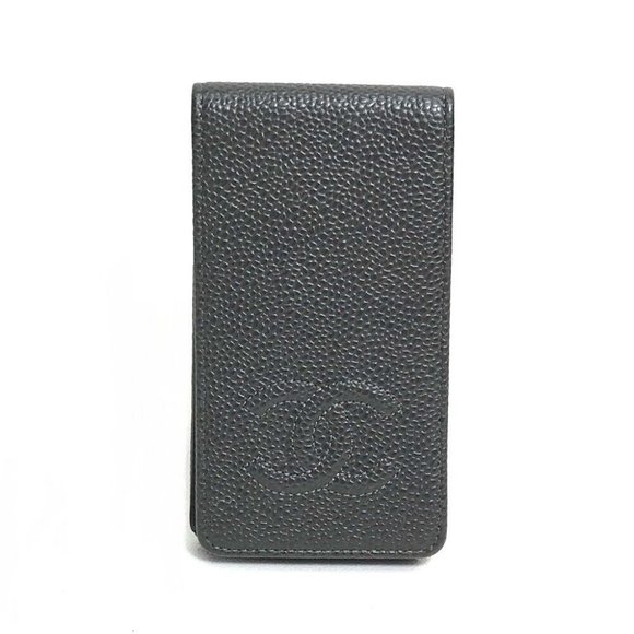 CHANEL Mark iphone4/4S Iphone Cover accessory iPhone case Caviar Leather gray - Picture 1 of 12